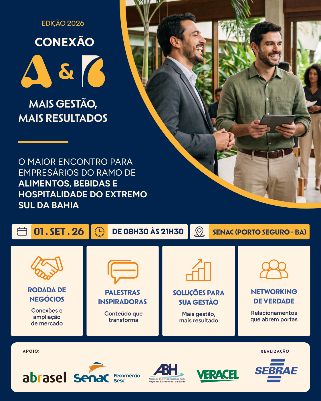 Veracel apoia realização do Conexão A & B para fortalecer o setor de alimentos, bebidas e hospitalidade em Porto Seguro