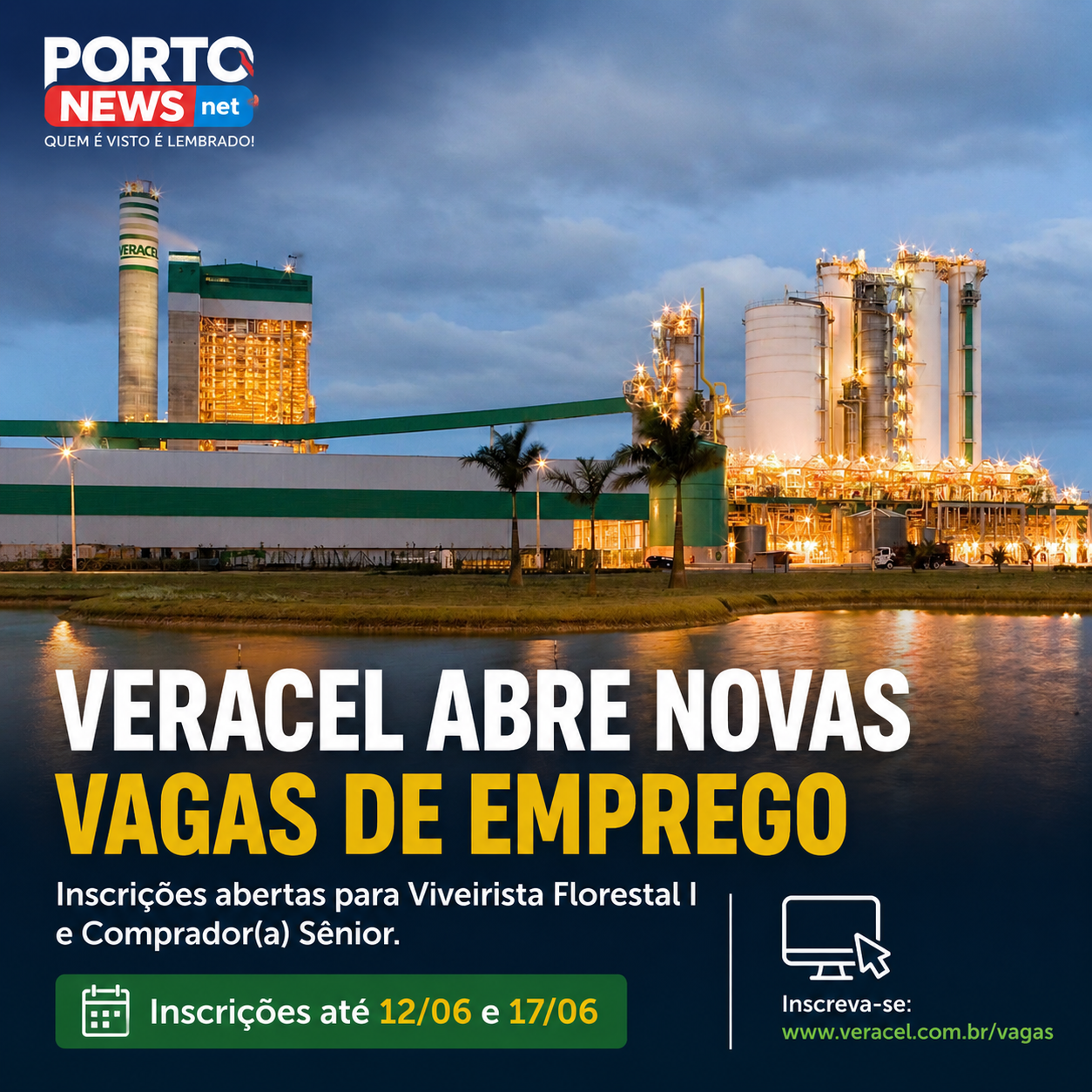 Veracel abre oportunidades para duas novas áreas dentro da companhia