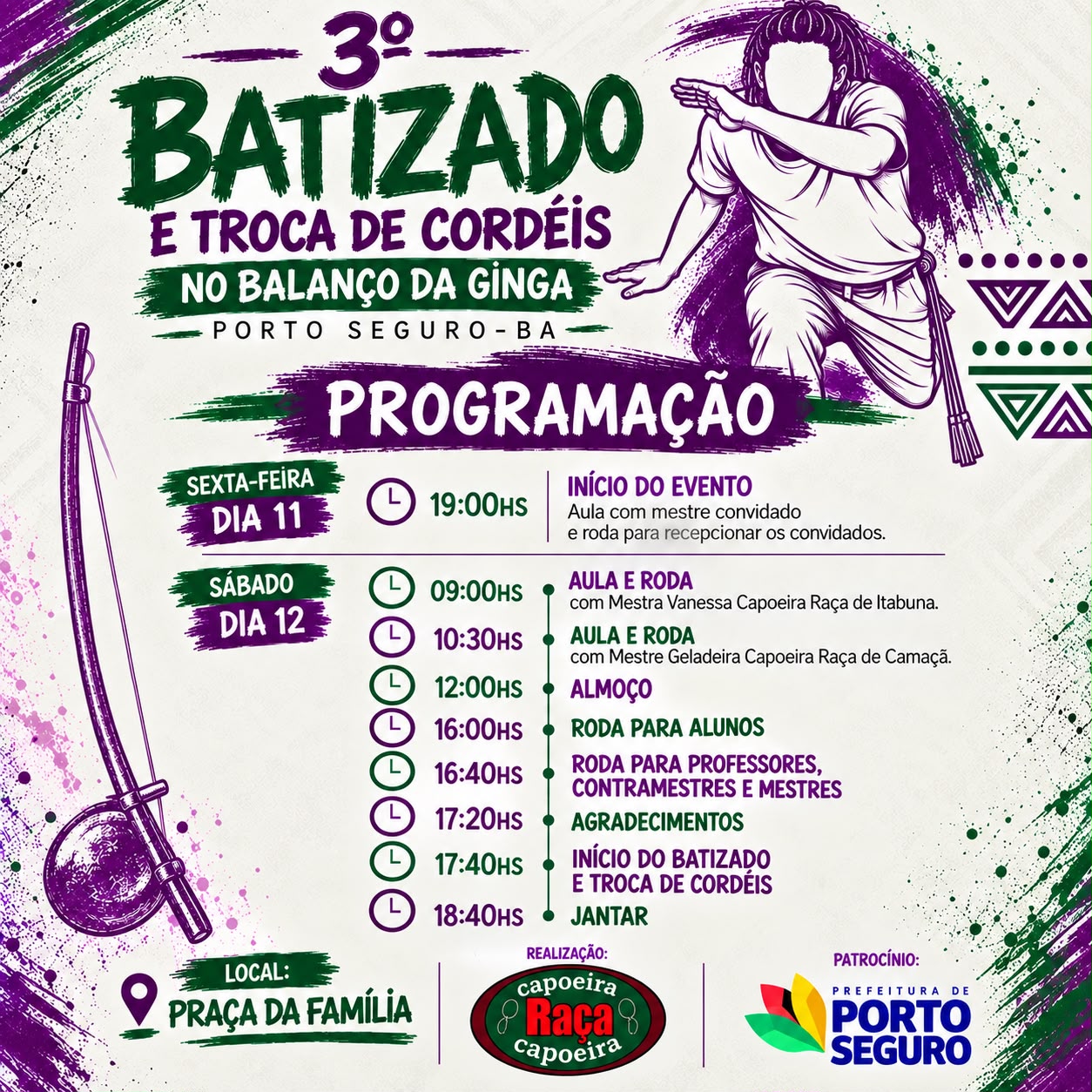 Batizado e Troca de Cordéis reúne capoeiristas em Porto Seguro